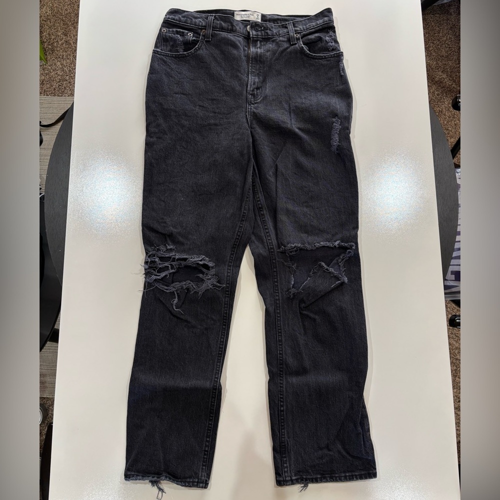 Abercrombie & Fitch Black Distressed Boyfriend Jeans
